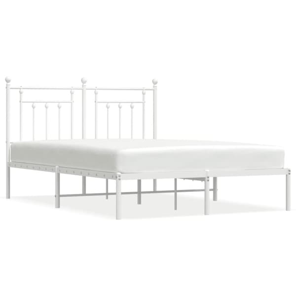 vidaXL sengeramme med sengegavl 140x190 cm metal hvid - Senge & sengeramme