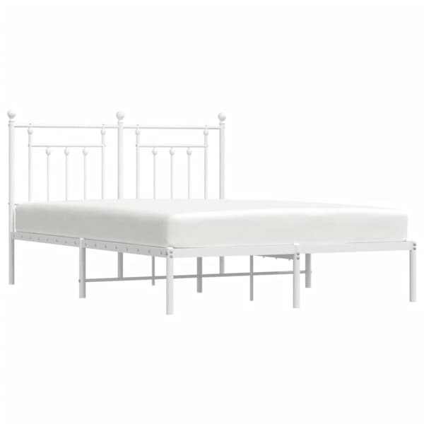 vidaXL sengeramme med sengegavl 140x190 cm metal hvid - Senge & sengeramme