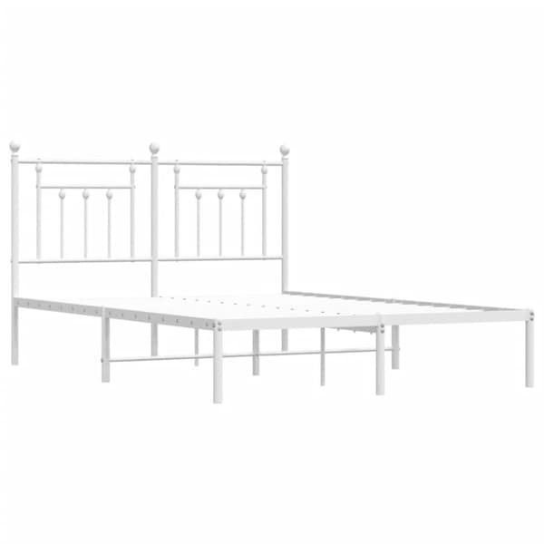 vidaXL sengeramme med sengegavl 140x190 cm metal hvid - Senge & sengeramme