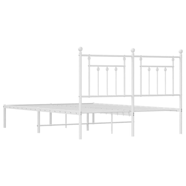 vidaXL sengeramme med sengegavl 140x190 cm metal hvid - Senge & sengeramme