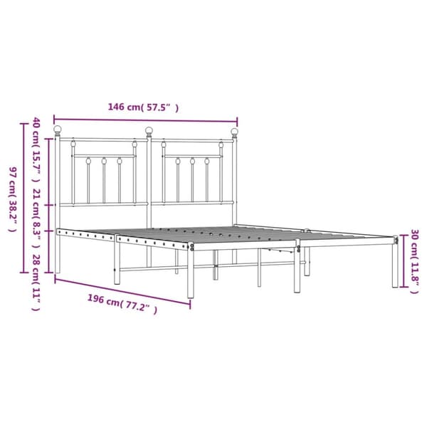 vidaXL sengeramme med sengegavl 140x190 cm metal hvid - Senge & sengeramme