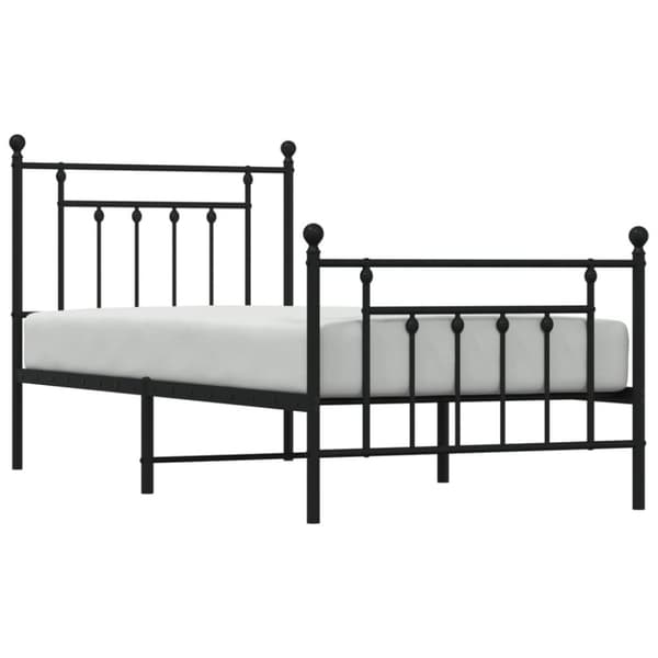 vidaXL Metallinen sängynrunko päädyillä musta 90x200 cm - Sängyt & sängynrungot