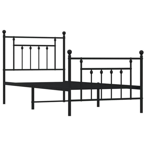 vidaXL Metallinen sängynrunko päädyillä musta 90x200 cm - Sängyt & sängynrungot