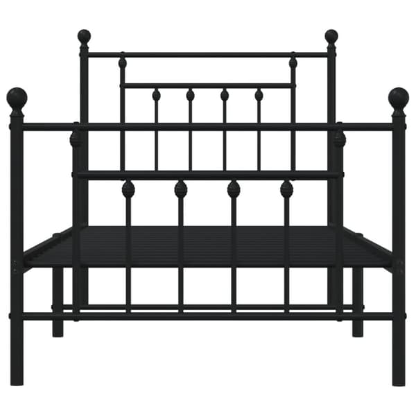 vidaXL Metallinen sängynrunko päädyillä musta 90x200 cm - Sängyt & sängynrungot