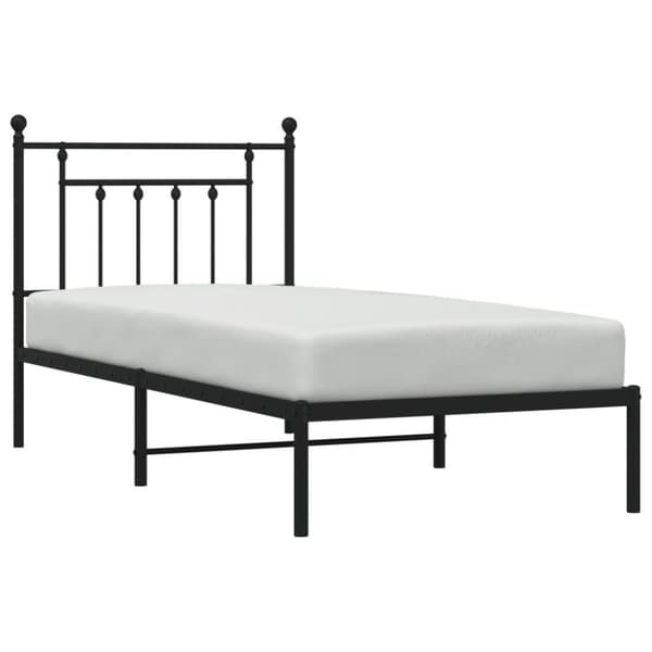 vidaXL Metallinen sängynrunko päädyllä musta 90x190 cm -  Sängyt & sängynrungot