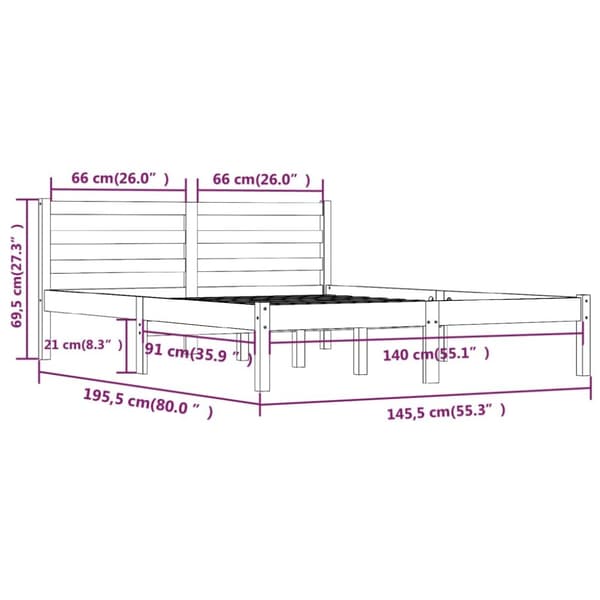 vidaXL Sängram massiv furu 140x190 cm - Sängar & sängramar