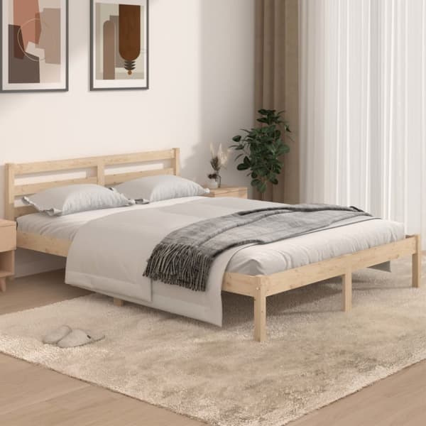 vidaXL Sängram massiv furu 140x190 cm - Sängar & sängramar