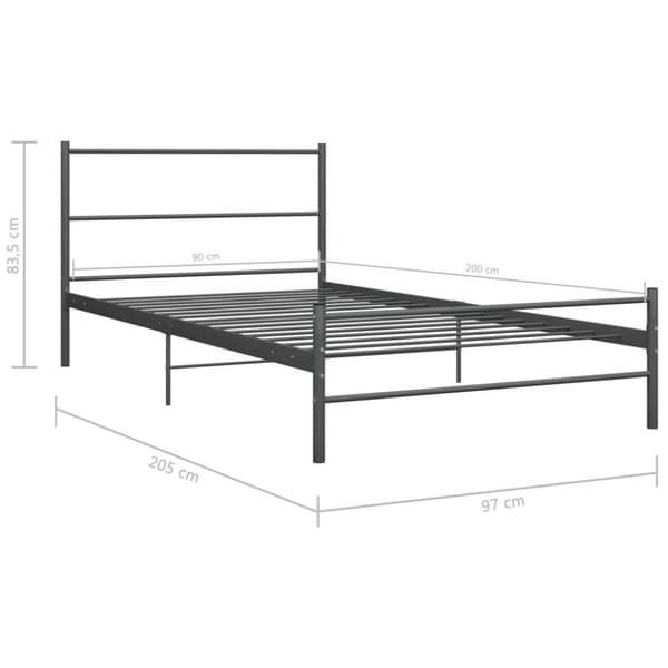 vidaXL Sängynrunko harmaa metalli 90x200 cm -  Sängyt & sängynrungot