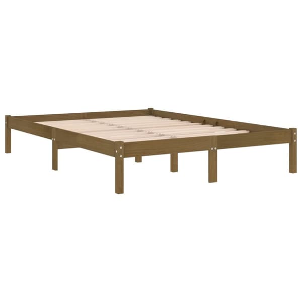 vidaXL sengestel 200x200 cm massivt fyrretræ gyldenbrun -  Senge & sengeramme