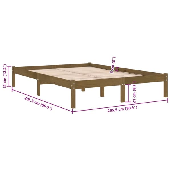 vidaXL sengestel 200x200 cm massivt fyrretræ gyldenbrun -  Senge & sengeramme