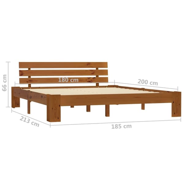 vidaXL sengestel massivt fyrretræ 180 x 200 cm gyldenbrun - Senge & sengeramme