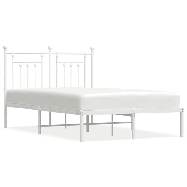 vidaXL sengeramme med sengegavl 120x190 cm metal hvid - Senge & sengeramme