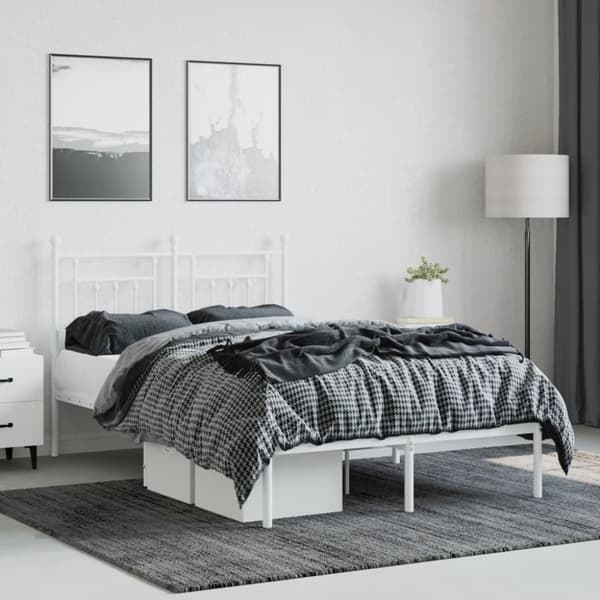vidaXL sengeramme med sengegavl 120x190 cm metal hvid - Senge & sengeramme