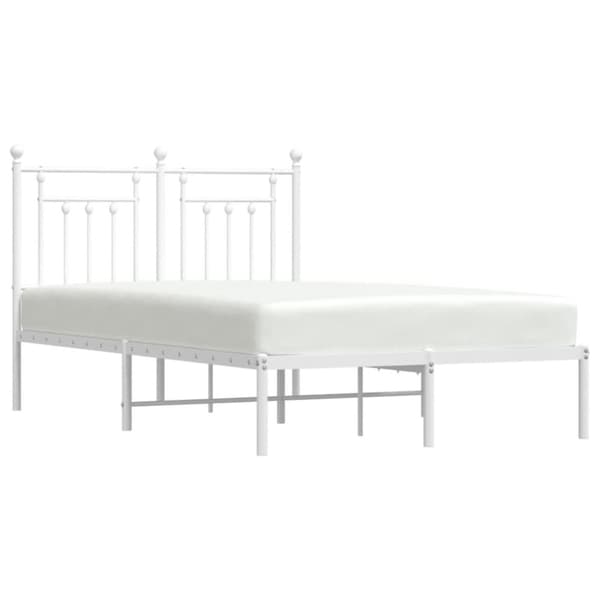 vidaXL sengeramme med sengegavl 120x190 cm metal hvid - Senge & sengeramme
