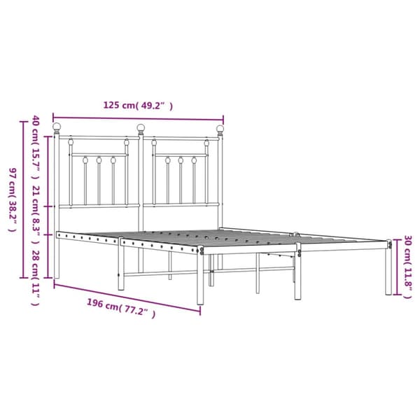 vidaXL sengeramme med sengegavl 120x190 cm metal hvid - Senge & sengeramme