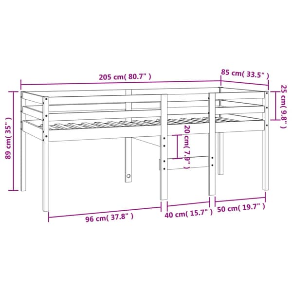 vidaXL Hög säng vaxad brun 80x200 cm massiv furu -  Sängar & sängramar