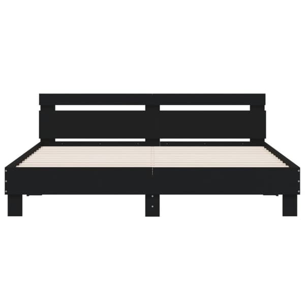 vidaXL sengeramme med sengegavl 200x200 cm konstrueret træ sort - Senge & sengeramme
