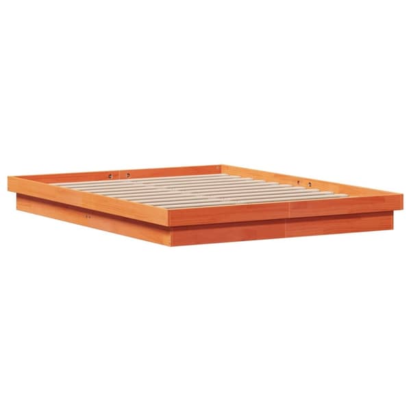 vidaXL sengeramme med LED-lys 160x200 cm massivt fyrretræ gyldenbrun - Senge & sengeramme