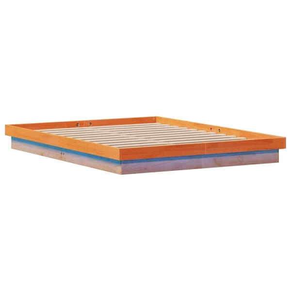 vidaXL sengeramme med LED-lys 160x200 cm massivt fyrretræ gyldenbrun - Senge & sengeramme