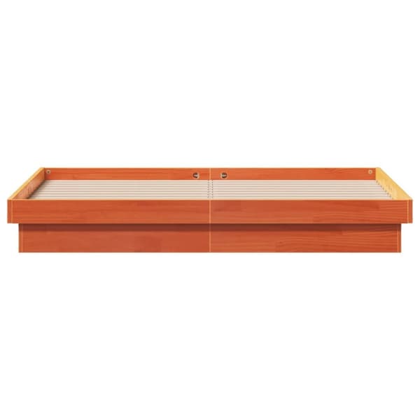 vidaXL sengeramme med LED-lys 160x200 cm massivt fyrretræ gyldenbrun - Senge & sengeramme