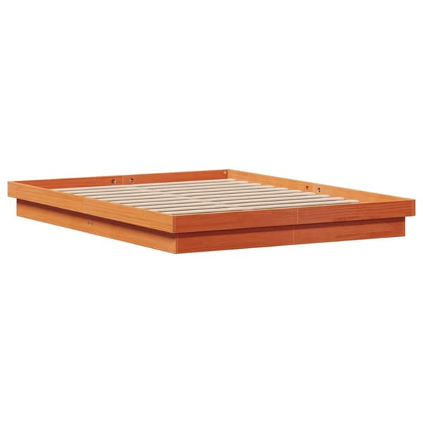 vidaXL sengeramme med LED-lys 160x200 cm massivt fyrretræ gyldenbrun - Senge & sengeramme