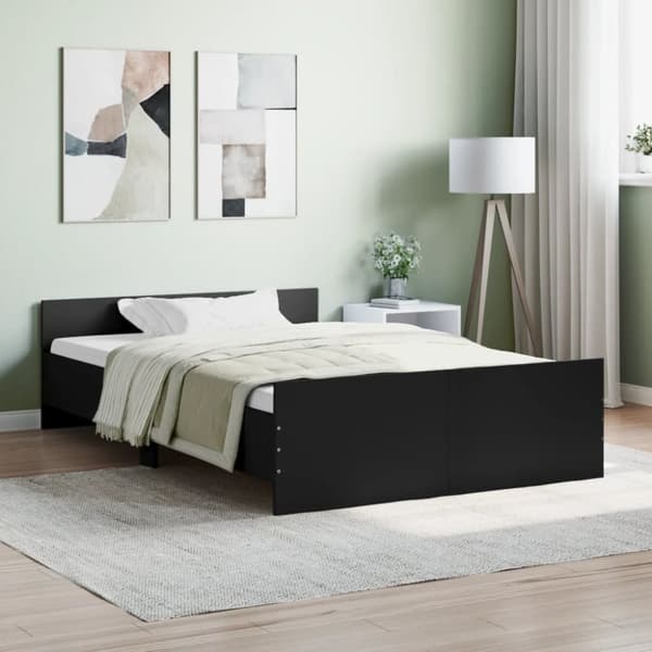 vidaXL sengeramme med sengegavl og fodgærde 120x190 cm sort - Senge & sengeramme