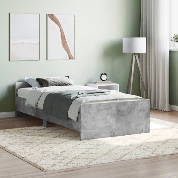 vidaXL Sängynrunko betoninharmaa 90x190 cm tekninen puu - Sängyt & sängynrungot