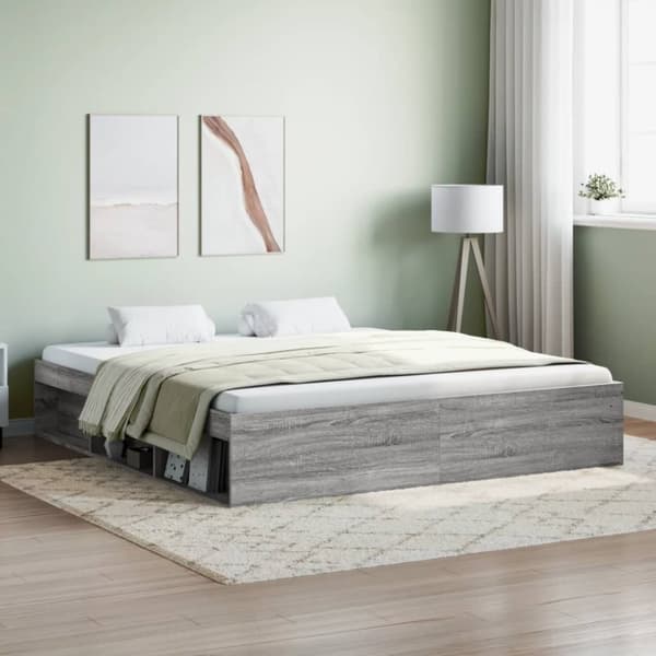 vidaXL sengeramme 180x200 cm grå sonoma-eg -  Senge & sengeramme