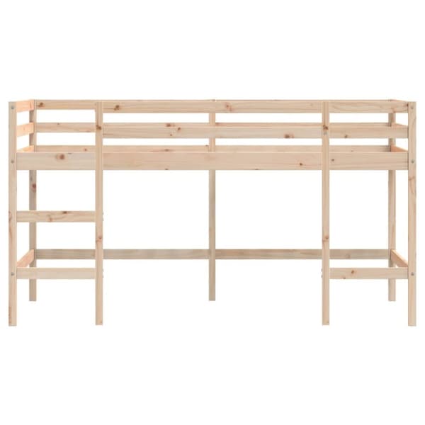 vidaXL Loftsäng med stege 90x200 cm massiv furu - Sängar & sängramar