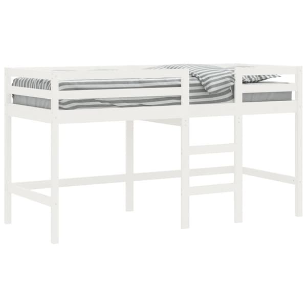 vidaXL Loftsäng med stege vit 80x200 cm massiv furu -  Sängar & sängramar