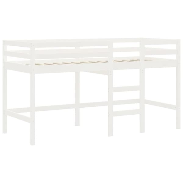 vidaXL Loftsäng med stege vit 80x200 cm massiv furu -  Sängar & sängramar