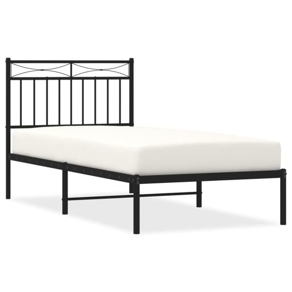 vidaXL Metallinen sängynrunko päädyllä musta 90x190 cm - Sängyt & sängynrungot