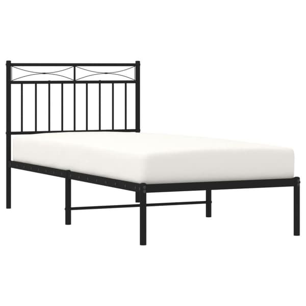 vidaXL Metallinen sängynrunko päädyllä musta 90x190 cm - Sängyt & sängynrungot