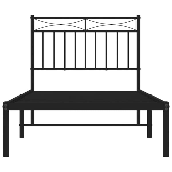 vidaXL Metallinen sängynrunko päädyllä musta 90x190 cm - Sängyt & sängynrungot