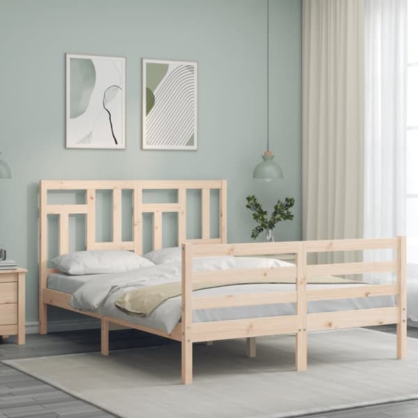 vidaXL sengeramme med sengegavl 140x190 cm massivt træ - Senge & sengeramme