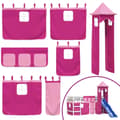 Miniatyrbild 9 av 11: vidaXL Loftsäng med torn rosa 80x200 cm massiv furu -  Sängar & sängramar