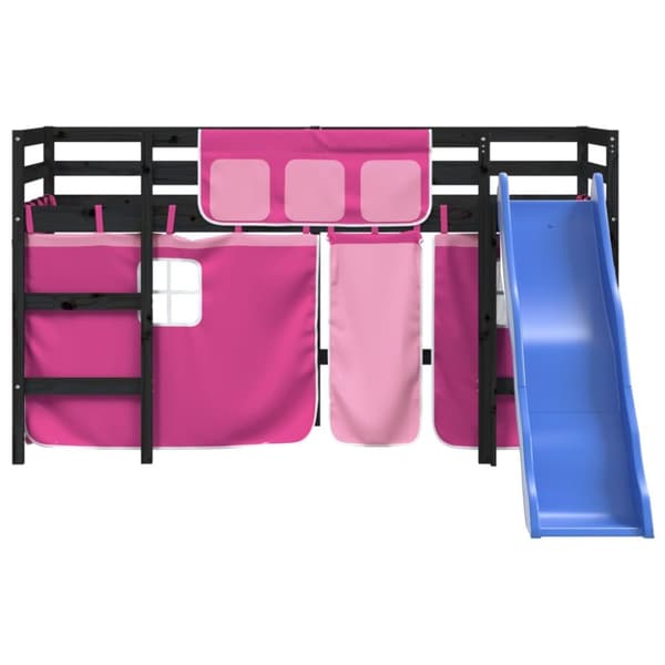 vidaXL Loftsäng med rutschkana rosa 90x190 cm massiv furu -  Sängar & sängramar
