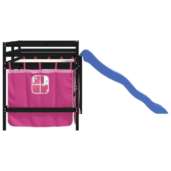 vidaXL Loftsäng med rutschkana rosa 90x190 cm massiv furu -  Sängar & sängramar