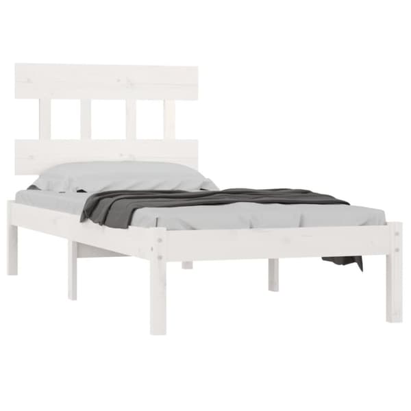 vidaXL sengeramme 90x190 cm Single massivt træ hvid -  Senge & sengeramme
