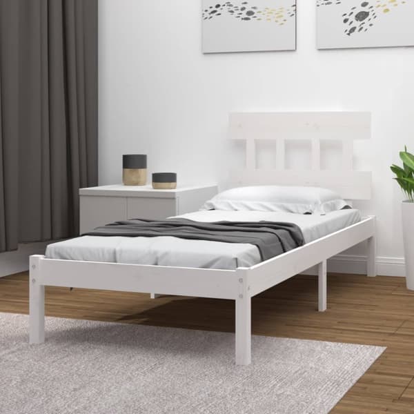 vidaXL sengeramme 90x190 cm Single massivt træ hvid -  Senge & sengeramme