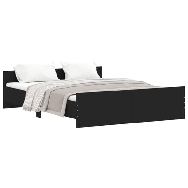 vidaXL sengeramme med sengegavl og fodgærde 160x200 cm sort - Senge & sengeramme