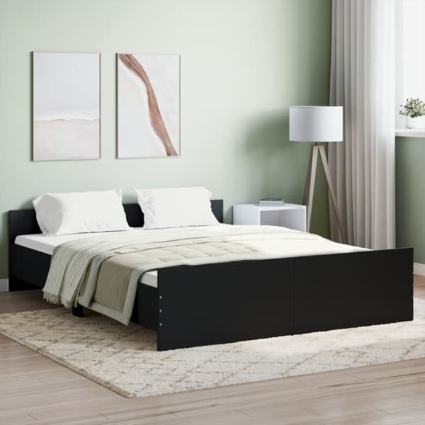 vidaXL sengeramme med sengegavl og fodgærde 160x200 cm sort -  Senge & sengeramme
