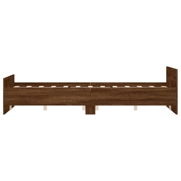 vidaXL sengeramme med sengegavl og fodgærde 135x190 cm brunt egetræ - Senge & sengeramme