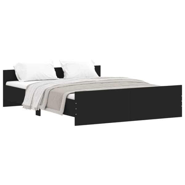 vidaXL sengeramme med sengegavl og fodgærde 150x200 cm sort - Senge & sengeramme