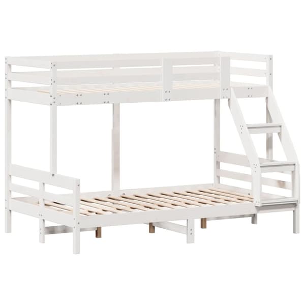 vidaXL Kerrossänky 90x200/120x200 cm valkoinen täysi mänty -  Sängyt & sängynrungot