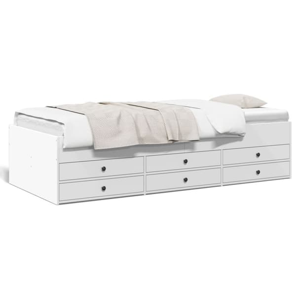 vidaXL Sängram med lådor vit 75x190 cm konstruerat trä - Sängar & sängramar