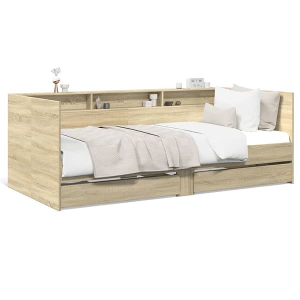 vidaXL daybed med skuffer 90x190 cm konstrueret træ sonoma-eg -  Senge & sengeramme