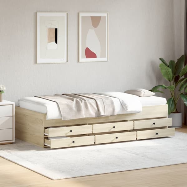 vidaXL daybed med skuffer 90x190 cm konstrueret træ sonoma-eg -  Senge & sengeramme
