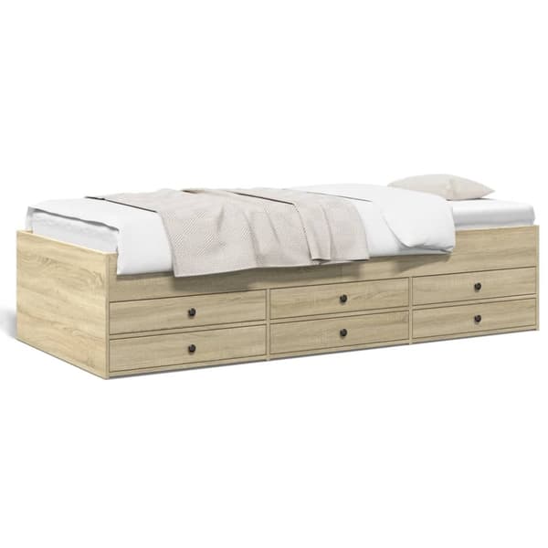 vidaXL daybed med skuffer 100x200 cm konstrueret træ sonoma-eg - Senge & sengeramme