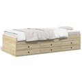 Miniatyrbillede 1 af 11: vidaXL daybed med skuffer 100x200 cm konstrueret træ sonoma-eg -  Senge & sengeramme